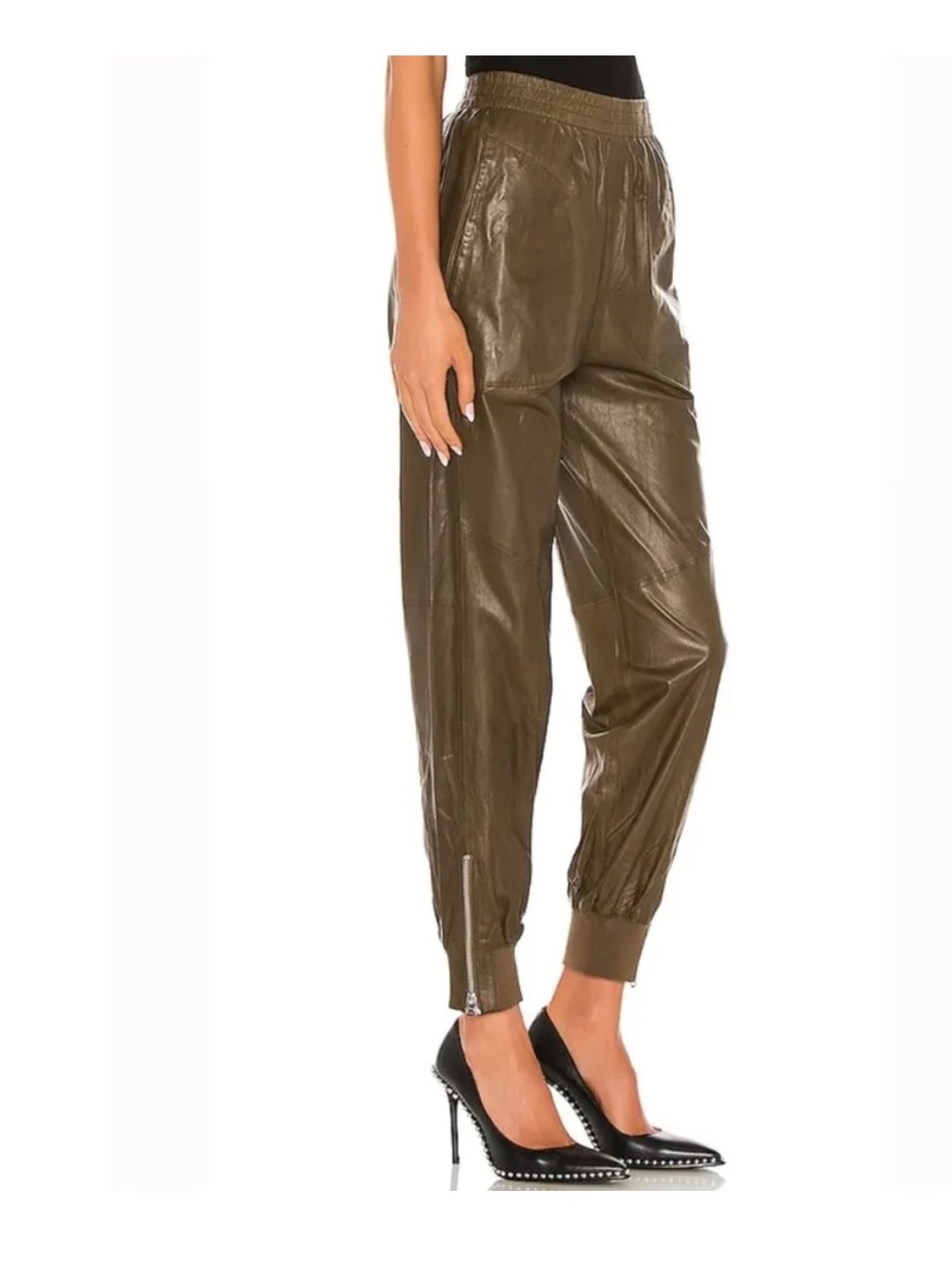 rag & bone Shiny Olive Coated Joggers